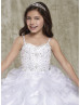 Beaded Organza Ruffle Sparkly Flower Girl Dress With Cape